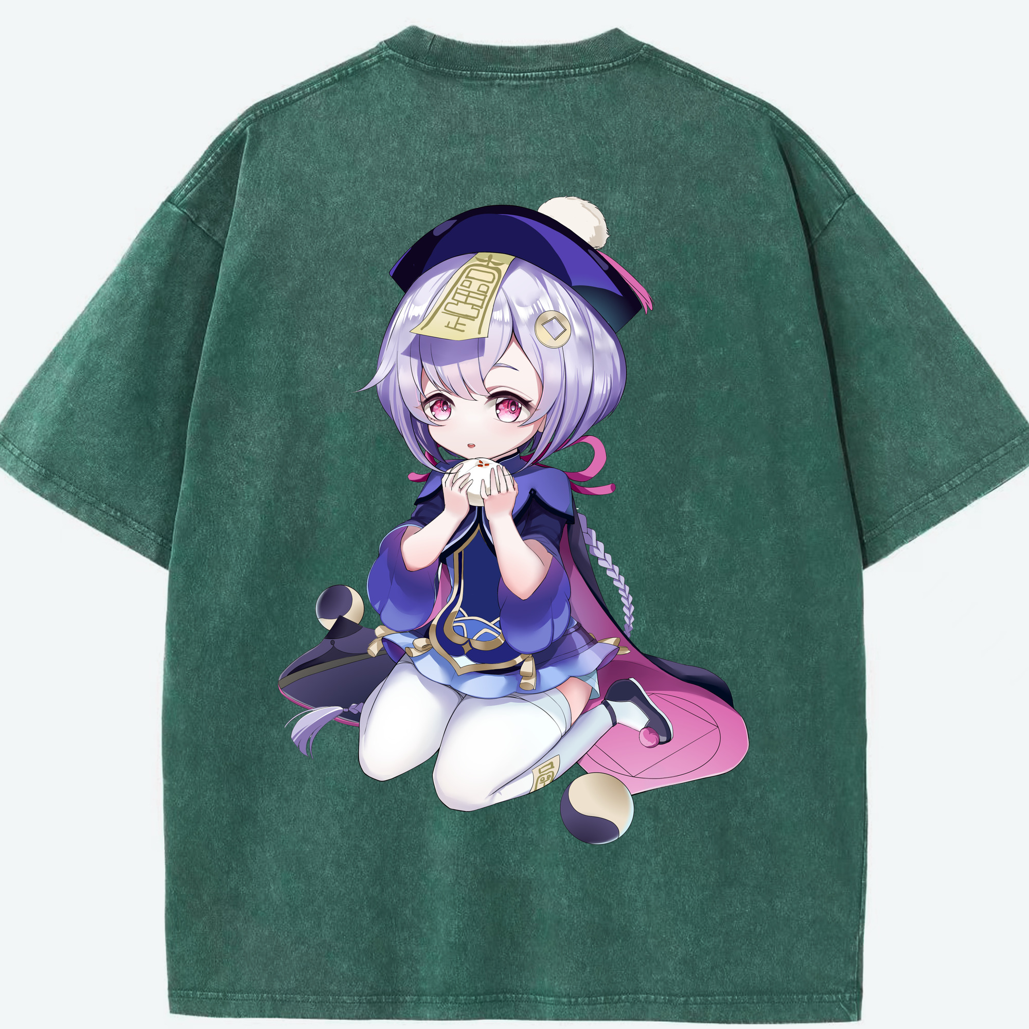 げんし神 七七 なな  genshin Nana 綿100% ヴィンテージ風 半袖Tシャツ（背面プリント）